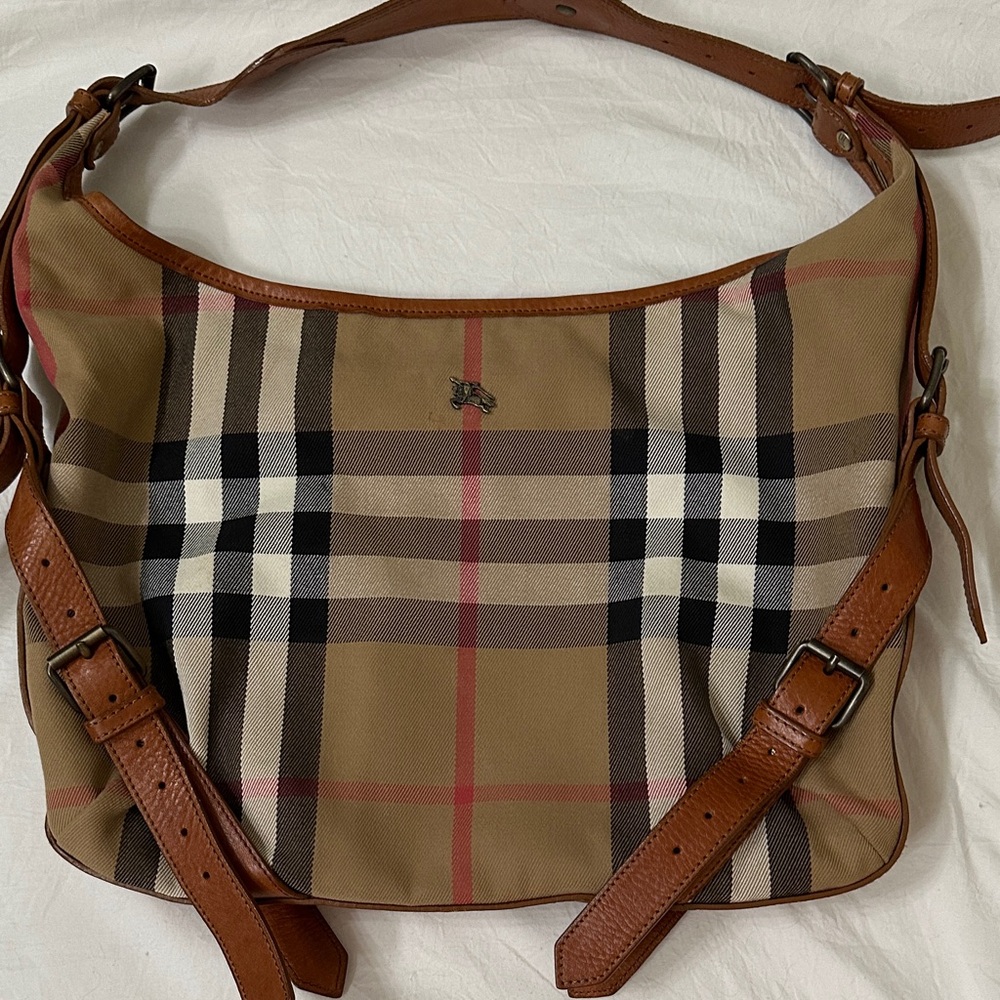 Burberry Brown and Tan Check Shoulder Bag